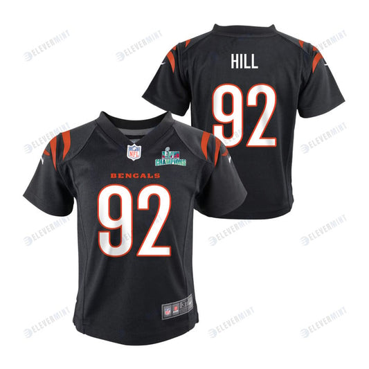 B.J. Hill 92 Cincinnati Bengals Super Bowl LVII Champions Youth Game Jersey - Black