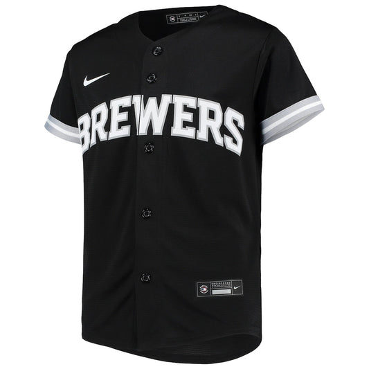 Boys' Grade School  Nike Brewers Replica Team Jersey - Black