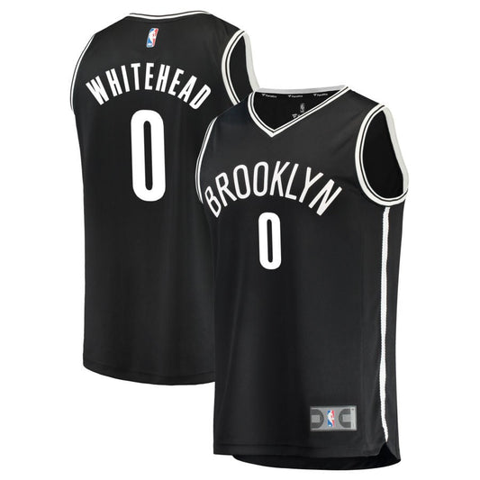 Dariq Whitehead Brooklyn Nets Fanatics Branded Fast Break Replica Jersey Black - Icon Edition