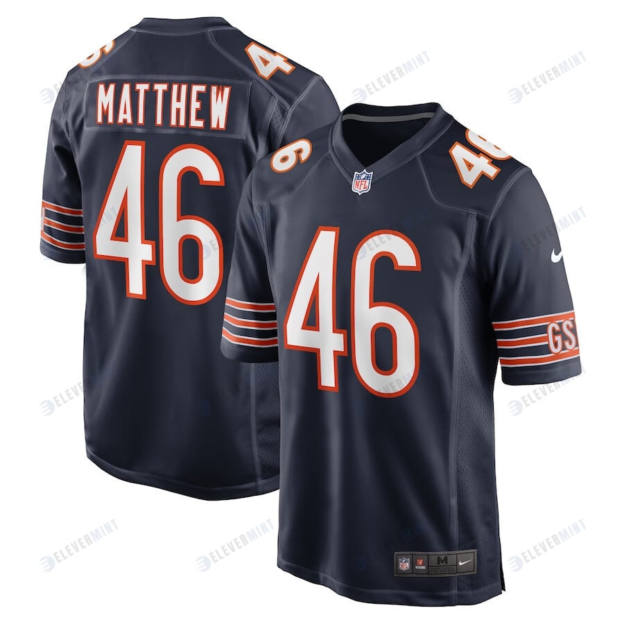 Christian Matthew 46 Chicago Bears Men Game Jersey - Navy