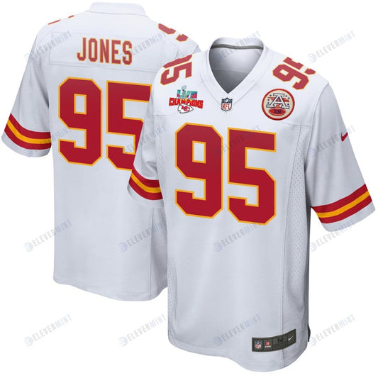 Chris Jones 95 Kansas City Chiefs Super Bowl LVII Champions 3 Stars Men Game Jersey - White