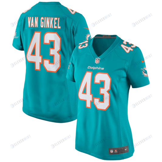 Andrew Van Ginkel 43 Miami Dolphins Women Game Jersey - Aqua