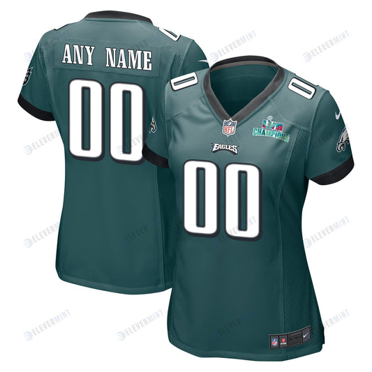 Custom Philadelphia Eagles Super Bowl LVII Champions Women Game Jersey - Midnight Green