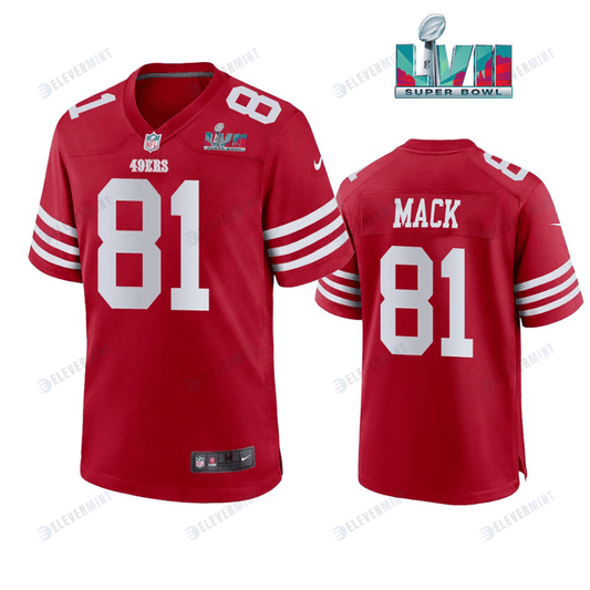 Austin Mack 81 San Francisco 49Ers Super Bowl LVII Men Game Jersey- Scarlet