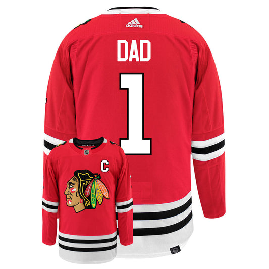 Chicago Blackhawks Dad Number One Adidas Primegreen Authentic NHL Hockey Jersey