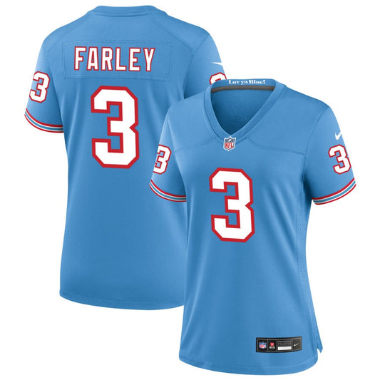 Caleb Farley Tennessee Titans Nike Women's Oilers Throwback Game Jersey - Light Blue