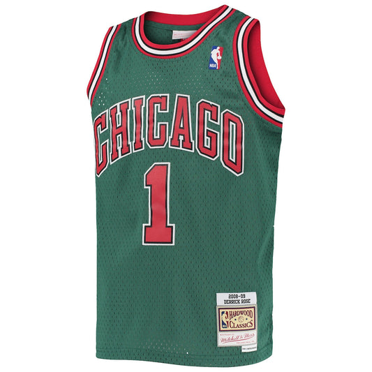 Boys' Grade School Derrick Rose Mitchell & Ness Bulls 1995/96 Hardwood Classics Swingman Jersey - Green