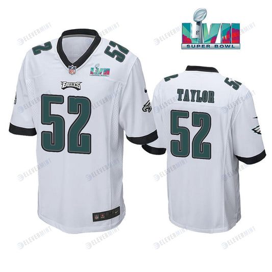 Davion Taylor 52 Philadelphia Eagles Super Bowl LVII Game Player Men Jersey - White