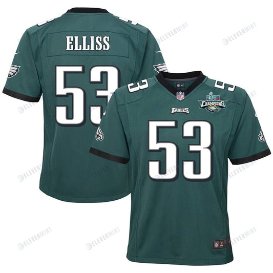 Christian Elliss 53 Philadelphia Eagles Super Bowl LVII Champions 2 Stars 2 Stars Youth Game Jersey - Black