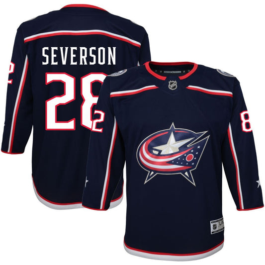 Damon Severson Columbus Blue Jackets Youth Home Premier Jersey - Navy