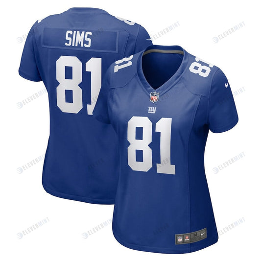 Cam Sims 81 New York Giants Women Team Game Jersey - Royal