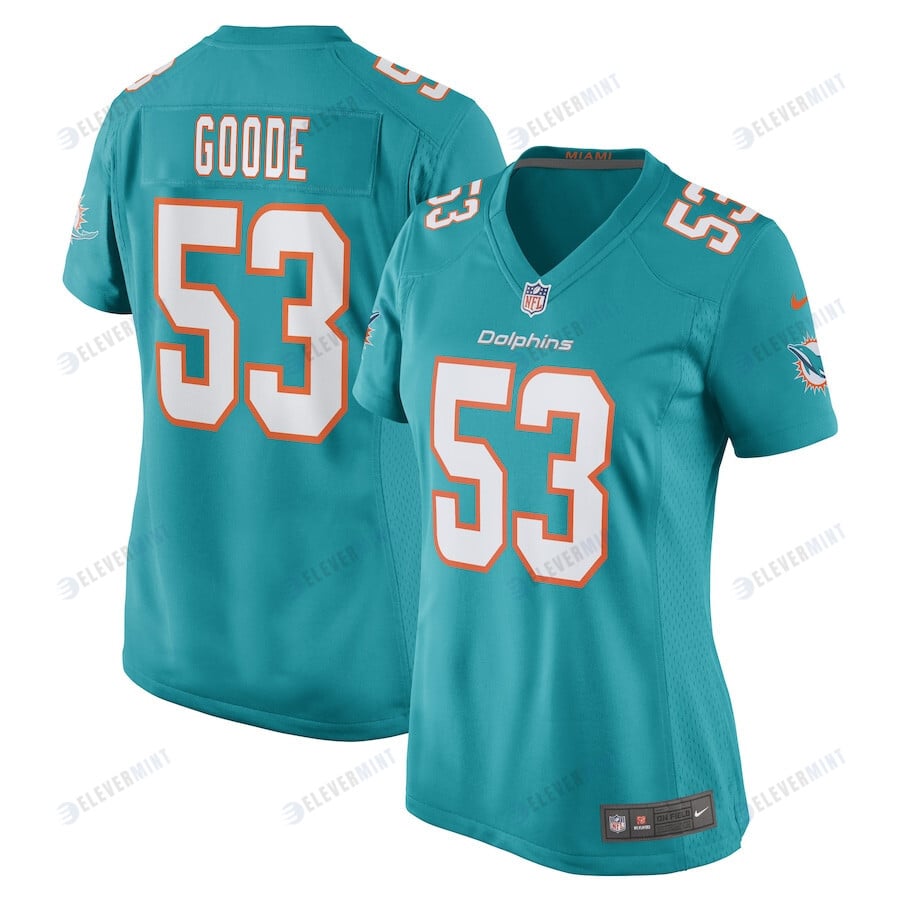 Cameron Goode 53 Miami Dolphins Women Game Jersey - Aqua