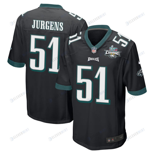 Cam Jurgens 51 Philadelphia Eagles Super Bowl LVII Champions 2 Stars Men Game Jersey - Black