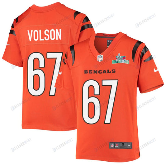 Cordell Volson 67 Cincinnati Bengals Super Bowl LVII Champions Youth Alternate Game Jersey - Orange