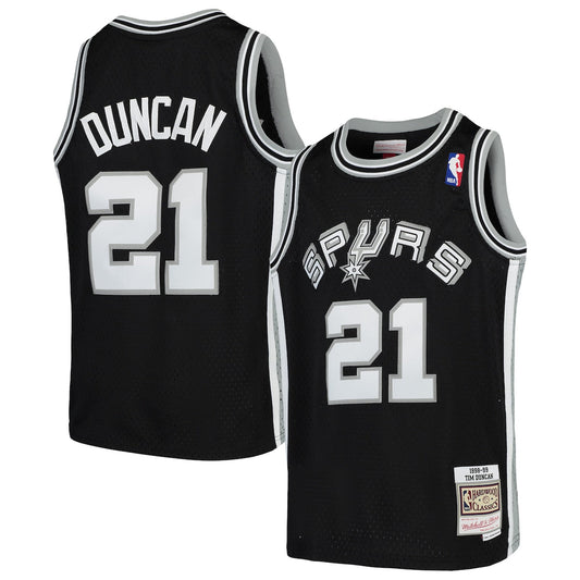 Boys' Grade School Tim Duncan Mitchell & Ness Spurs 1978/79 Hardwood Classics Swingman Jersey - Black