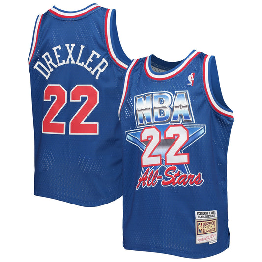 Clyde Drexler Western Conference Mitchell & Ness Youth 1992 NBA All-Star Game Hardwood Classics Swingman Jersey - Blue