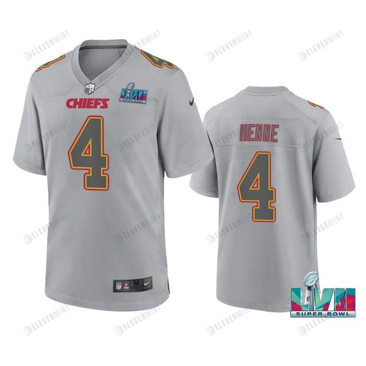 Chad Henne 4 Kansas City Chiefs Super Bowl LVII Patch Atmosphere Fashion Game Jersey - Gray