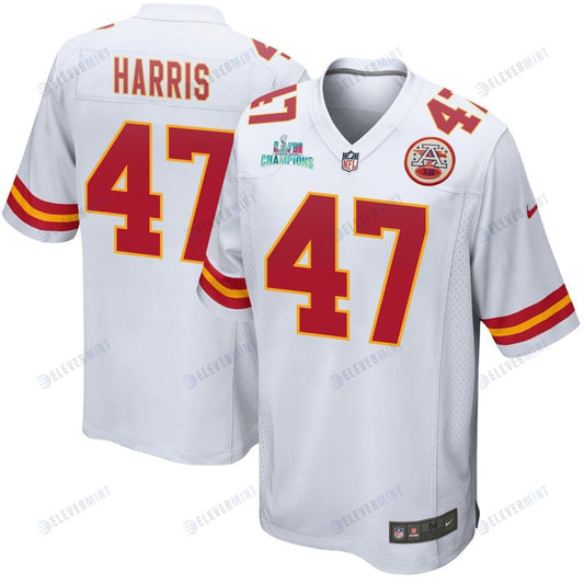 Darius Harris 47 Kansas City Chiefs Super Bowl LVII Champions Men Game Jersey - White