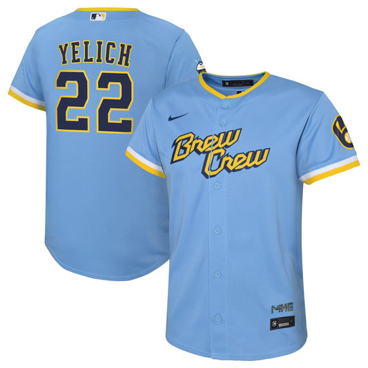 Christian Yelich Milwaukee Brewers Nike Youth 2022 City Connect Replica Player Jersey - Powder Blue